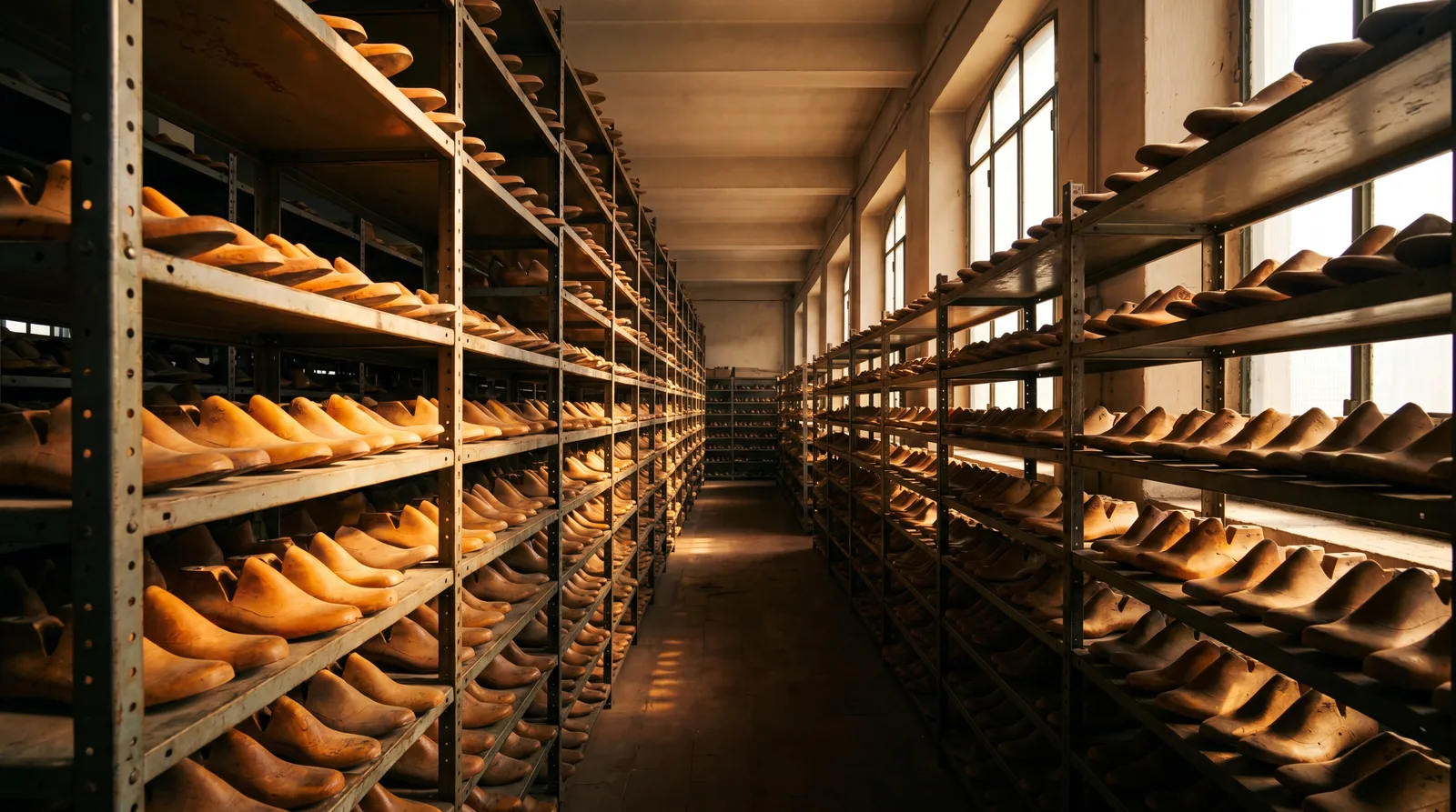Italian shoe workshop, leather craftsmanship detail